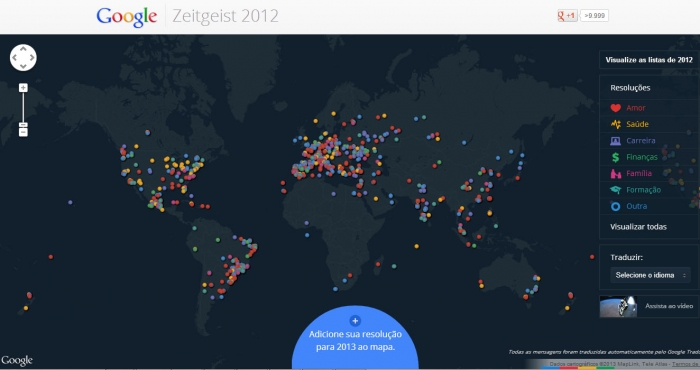 Google lanÃ§a mapa global para vocÃª escrever suas resoluÃ§Ãµes para 2013